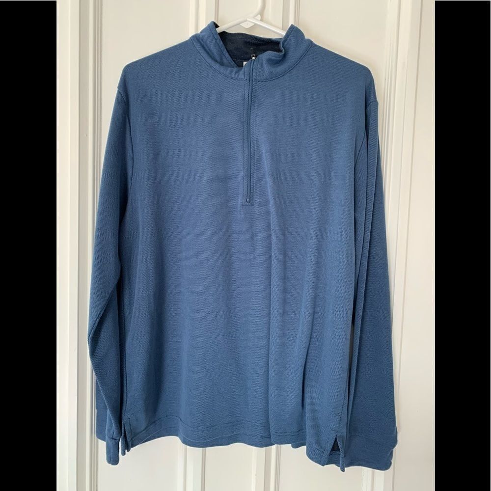 LL bean blue zip top mid weight shirt large